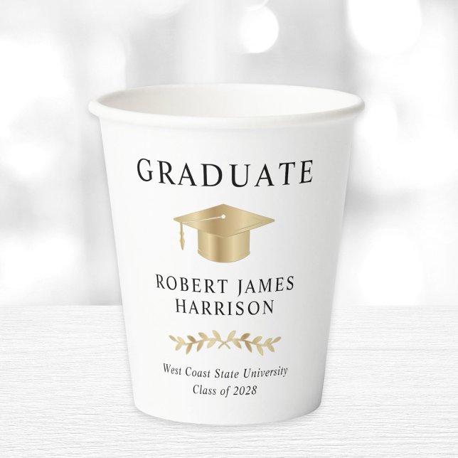Vasos De Papel Elegante Fiesta de Graduación de Grado de Oro (Subido por el creador)