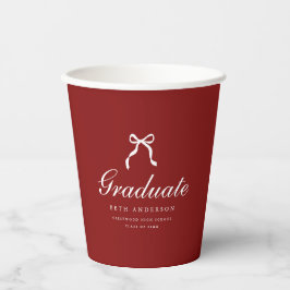 Vasos De Papel Elegante Fiesta de Graduación Lazo Coqueto Rojo co
