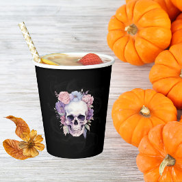 Vasos De Papel Elegante fiesta de Halloween floral y gótica