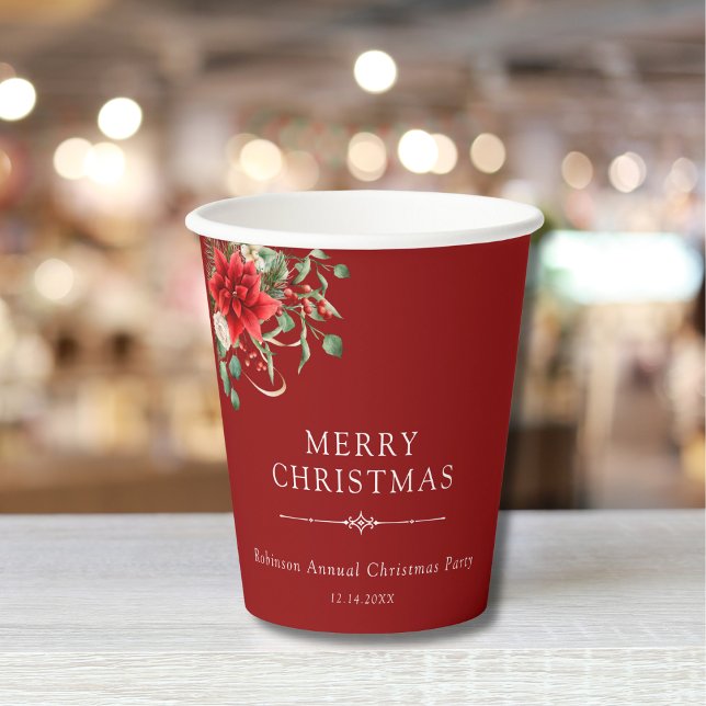 Vasos De Papel Elegante Fiesta de Navidades Botánicos Florales (Subido por el creador)