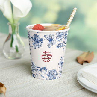 Vasos De Papel Elegante Flor Doble Xi Boda China