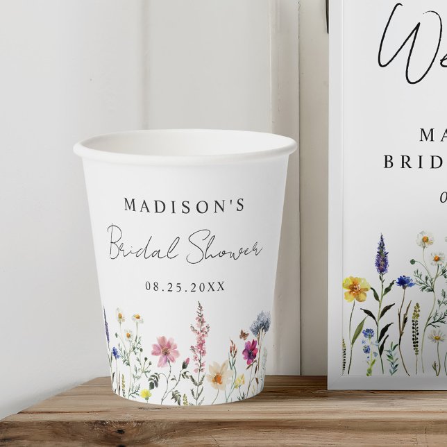 Vasos De Papel Elegante Flor Silvestre Meadow Bridal Shower (Subido por el creador)