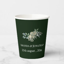 Vasos De Papel Elegante flor verde y Boda de guirnaldas de hongos