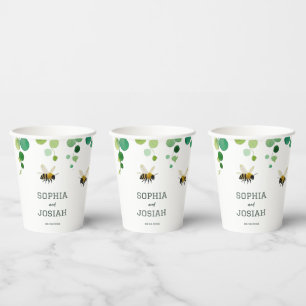 Vasos De Papel Elegante floral Abeja amor boda natural
