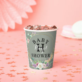Vasos De Papel Elegante Floral Baby Shower 8oz