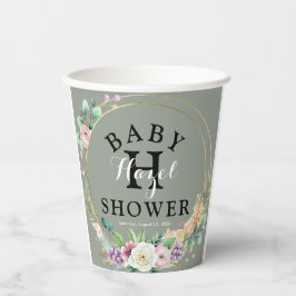 Vasos De Papel Elegante Floral Baby Shower 8oz