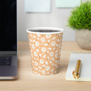 Vasos De Papel Elegante Floral de Manzanilla Personalizado 