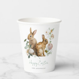 Vasos De Papel Elegante Floral de Pascua en Acuarela