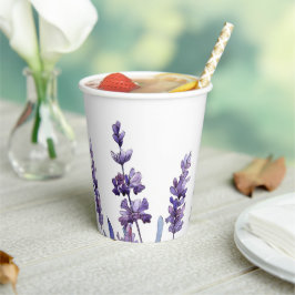 Vasos De Papel Elegante Floral Lavanda