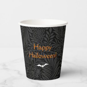 Vasos De Papel Elegante Floral Negro de Halloween