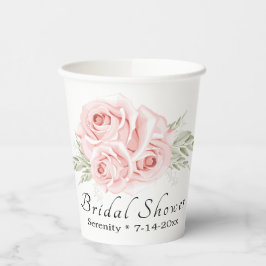 Vasos De Papel Elegante floral Rubor rosa rosa ducha de novia