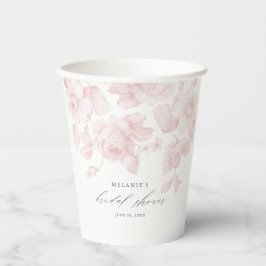 Vasos De Papel Elegante Floral Script ducha de novia rosa