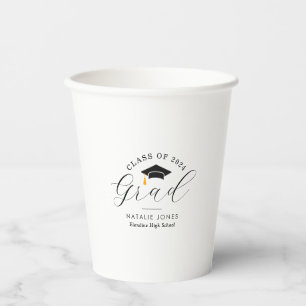 Vasos De Papel elegante graduación en blanco y negro
