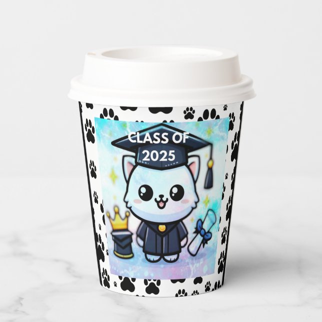Vasos De Papel Elegante Graduación Kitty (Reverso )