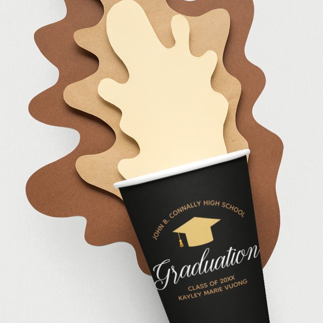 Vasos De Papel Elegante graduación Personalizado de oro negro Fie (Subido por el creador)