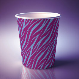 Vasos De Papel Elegante Gráfica De Moda Negrita Azul Cebra Y Púrp