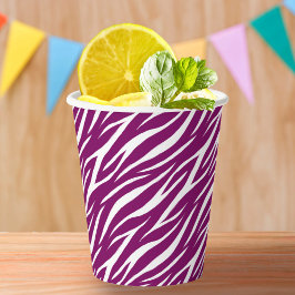 Vasos De Papel Elegante Gráfico Clásico Zebra Purple Negrita Borg