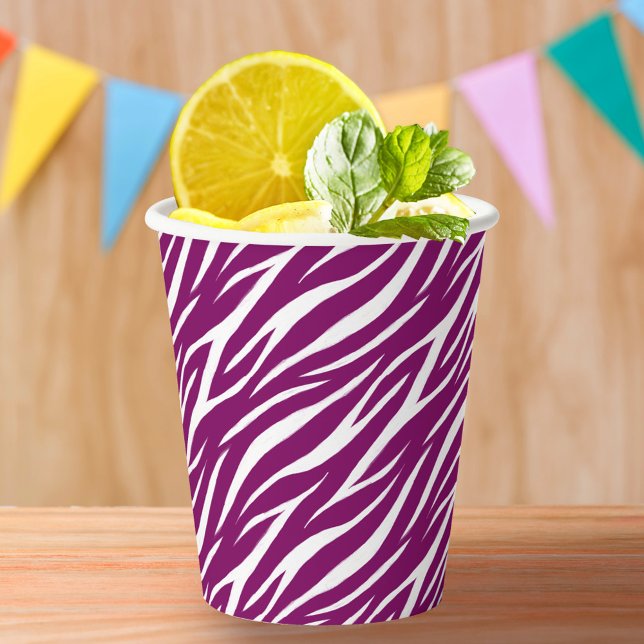 Vasos De Papel Elegante Gráfico Clásico Zebra Purple Negrita Borg (Subido por el creador)