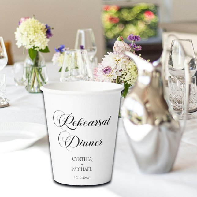 Vasos De Papel Elegante guión Boda ensayar cena (Subido por el creador)