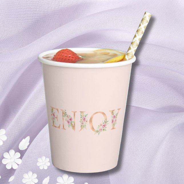 Vasos De Papel Elegante guión Rubor Roses rosas rosas duchas de n (Subido por el creador)