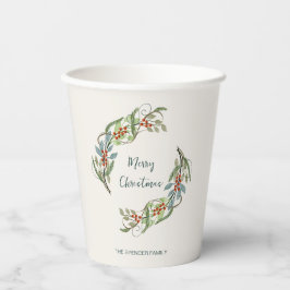 Vasos De Papel Elegante guirnalda botánica de navidad