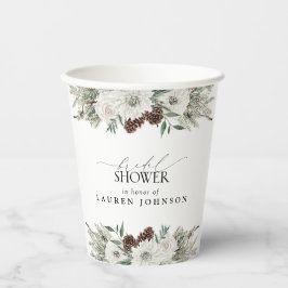Vasos De Papel Elegante invierno acuarela Floral Bridal Ducha