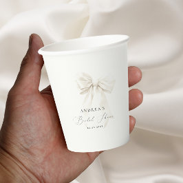 Vasos De Papel Elegante lazo blanco con tipografía elegante para 