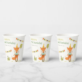 Vasos De Papel Elegante lindo Woodland Fiesta Fox Kids Cumpleaños