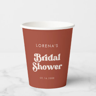 Vasos De Papel Elegante lluvia de novia retro de terracota