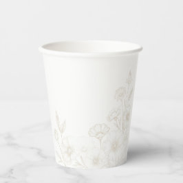 Vasos De Papel Elegante marco de arte de línea floral Boho