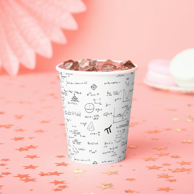 Vasos De Papel Elegante Matemáticas en Blanco y Negro (in situ)