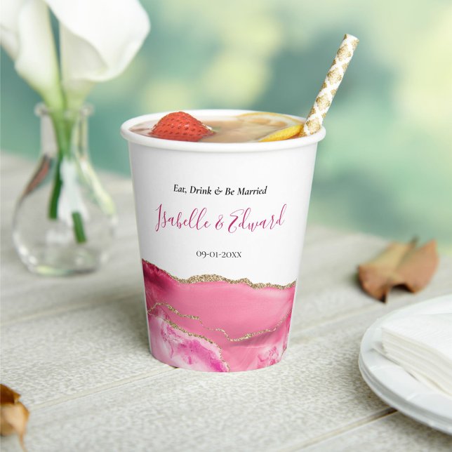 Vasos De Papel Elegante Mesa De Acogida De Bodas Decoración Rosa  (Subido por el creador)