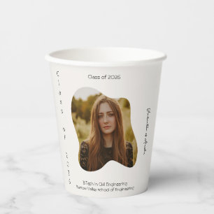 Vasos De Papel Elegante minimal crema y verde salvia Graduación
