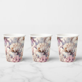 Vasos De Papel Elegante Moderno Floral Rosa Beige Chic