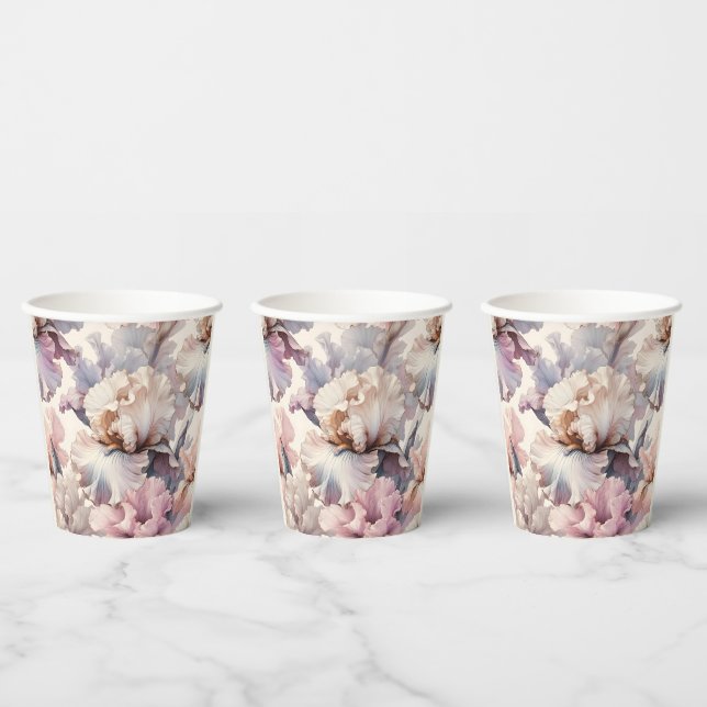 Vasos De Papel Elegante Moderno Floral Rosa Beige Mauve Pretty Ch (Multi)