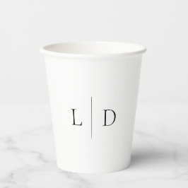 Vasos De Papel Elegante Moderno Minimalista Monograma Boda