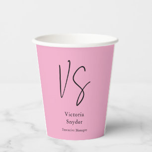 Vasos De Papel Elegante Monograma Profesional Color rosa Claro
