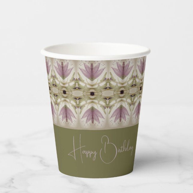 Vasos De Papel Elegante morado floral (Anverso)