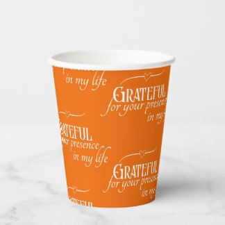 Vasos De Papel Elegante Naranja de Acción de Gracias personalizad