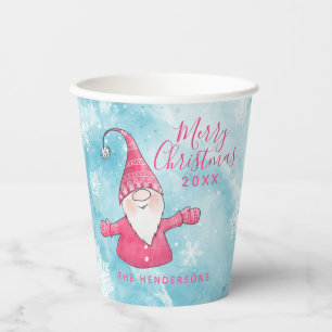 Vasos De Papel Elegante Navidad azul y moro rosado