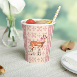 Vasos De Papel Elegante Navidad con estampado de cierva rosa 