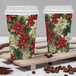 Vasos De Papel Elegante Navidades florales de Poinsettia Roja