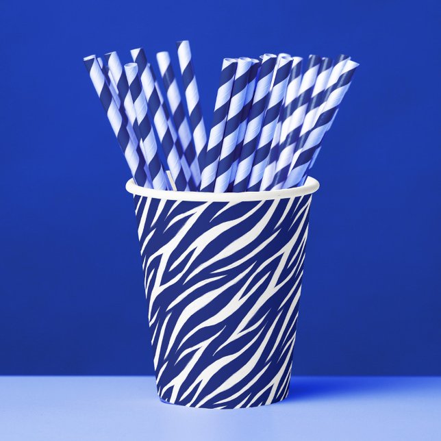 Vasos De Papel Elegante Navy Blue & White Graphic trendy Zebra (Subido por el creador)