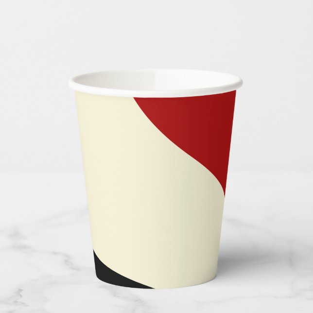 Vasos De Papel Elegante ola mínima en rojo, negro y crema (Izquierda)