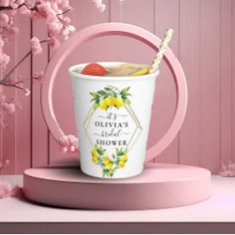 Vasos De Papel Elegante Oro Limón Geométrico Duchas Nupciales Pap