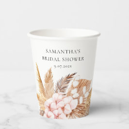 Vasos De Papel Elegante Pampas Grass Pink Floral Moderno