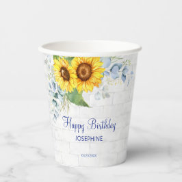 Vasos De Papel Elegante Pared Girasol Brick Floral Cumpleaños