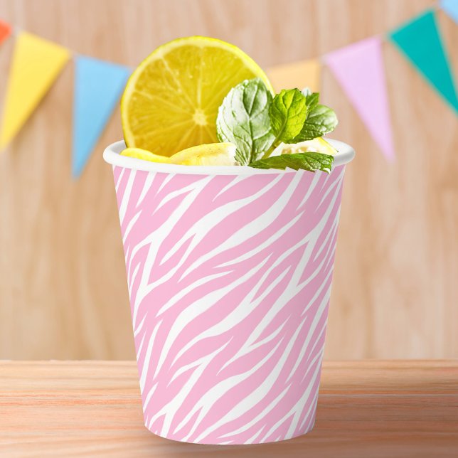 Vasos De Papel Elegante Pastel Rosa Blanca Girly Cute Trendy Zebr (Subido por el creador)