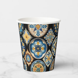 Vasos De Papel Elegante patrón cerámico italiano siciliano