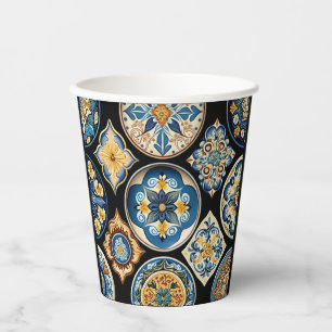 Vasos De Papel Elegante patrón cerámico italiano siciliano